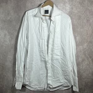 David Donahue‎ Dress Shirt Mens Size 17.5 34/35 White Button Up Long Sleeves